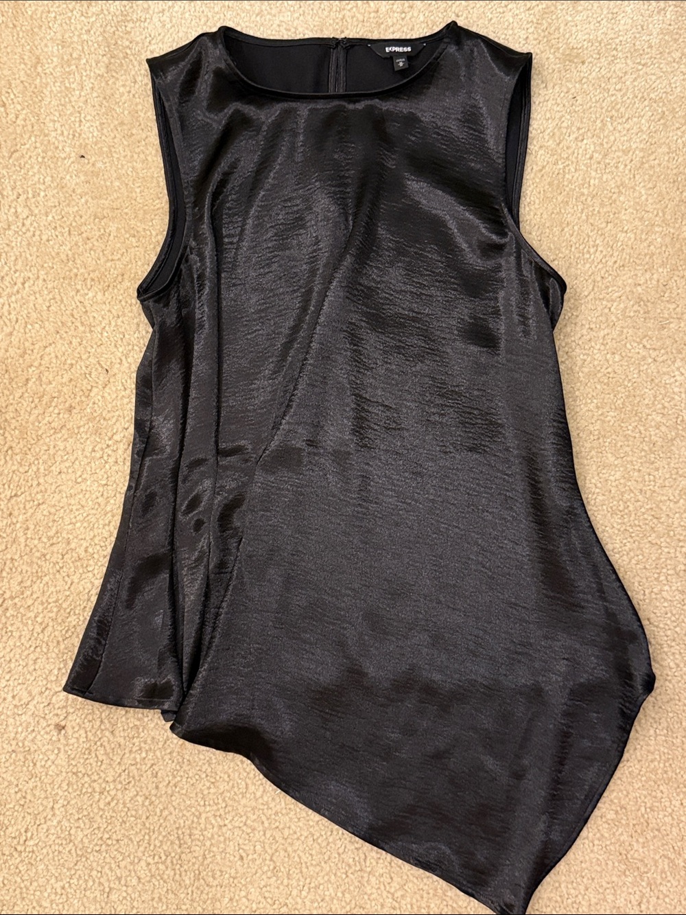 Express Black Satin Asymmetric Hem Sleeveless Camisole